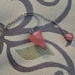 Watermelon quartz pendulum